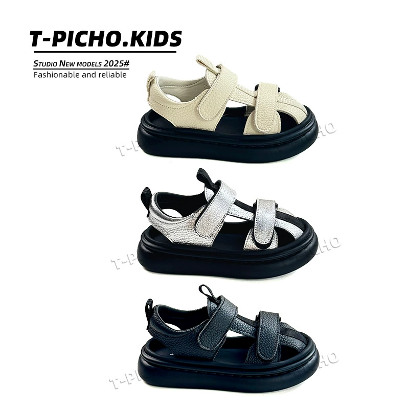 Детские сандалии лето 2025, новые, балетки для мальчиков, ажурные, корейский стиль, для девочек, мягкая нескользящая подошва, пляжная обувь