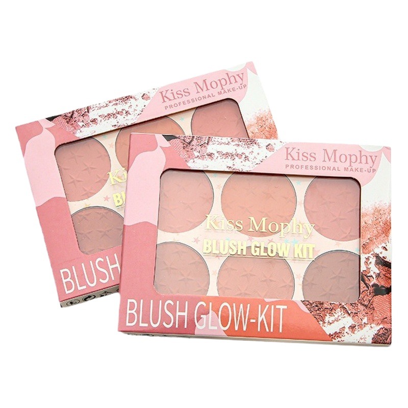 6-Color Blush Palette, Matte and Pearlescent, Skin-Friendly, Long-Lasting, Natural Sun-Kissed Blush for Women, Highlighter and Contouring All-In-One, Factory Direct Supply