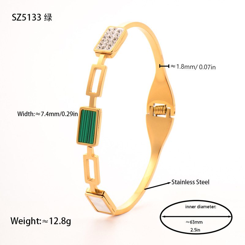 ブレスレットは色あせません、ニッチなスクエアアクリルブレスレット、中空ダイヤモンドがちりばめられたハイエンドジュエリー、女性用チタンスチールブレスレットアクセサリー|undefined