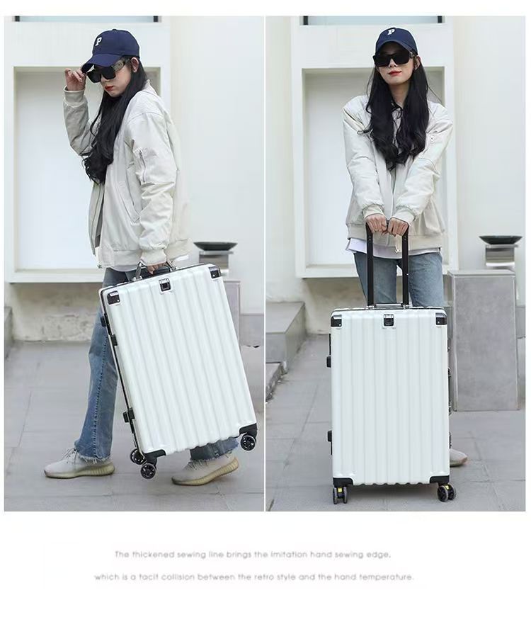 Multifunctional luggage suitcase with universal wheels, aluminum frame, telescoping handle, women's student, 20-inch travel bag, carry-on password suitcase, 24-inch