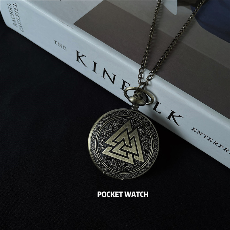Trendy Personalized Necklace Pocket Watch Ins Style High-Value Unisex Middle and High School Student Party Retro Vintage 4-Flip Cool