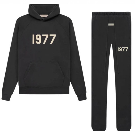 2022Ss New Cross-Border Hooded Sweatshirt Black Letter Printing Fog Multi-Line Essentials Suit 1977