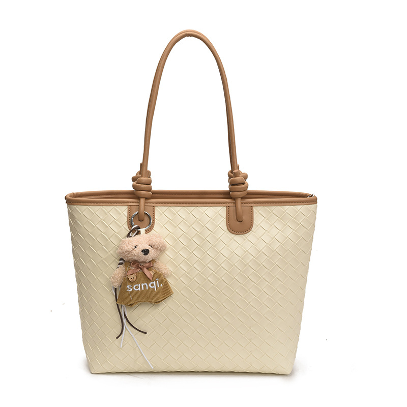 Bolso de patrón tejido de gran capacidad Bolso de hombro de cercanías de moda transfronteriza para mujer Bolso de tote de todo fósforo casual de alta gama