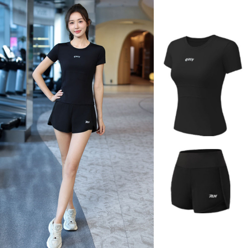 Trajes de yoga para mujeres de verano ropa deportiva suelta rápida ropa seca para correr trajes de mujeres de la mañana comercio al por mayor