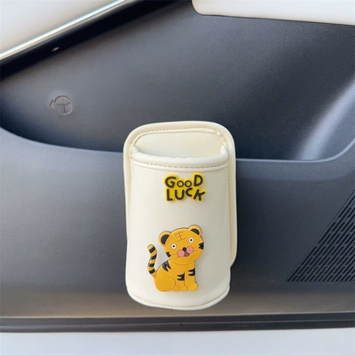 Year of the Horse, Storage Bucket Placed | Car cup holder/beverage holder - yinhu-off-white-tea-cup-storage-bucket