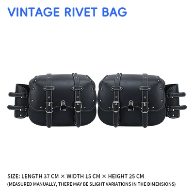 Motorcycle bumper, 300 crash bars, anti-fall bumpers - a-pair-of-rivet-quick-release-leather-side-bags-with-anti-theft-lock-cup-holder