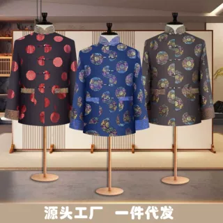 寿衣厂家直销全套寿衣男女士七件套高档寿终送老衣服祭祀丧葬用品