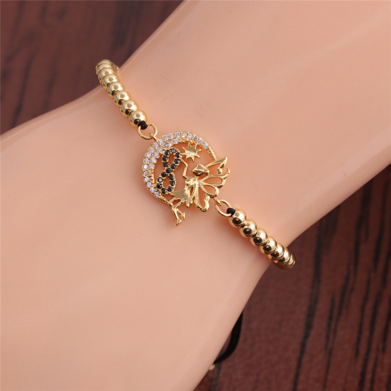 Pulsera Ajustable Retro Zircon Angel Moon Stars display picture 3