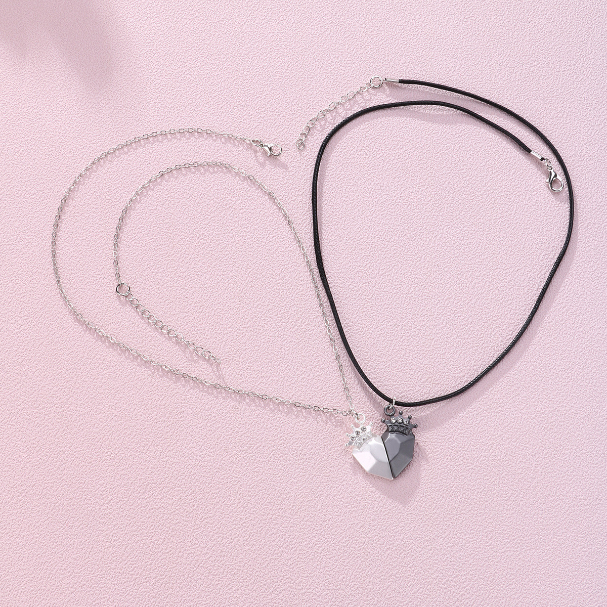 Alloy Pendant Material Pendant Necklace Classification IG Style Simple Style Heart Shape Alloy Leather Rope Cable Chain Woven Chain Pendant Necklaces Wholesale