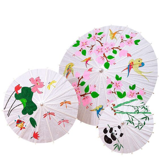 Paper Umbrella diy Handmade Painting Umbrella Kindergarten Creative Children's Hand-painted Graffiti Colored Small Umbrella Blank Oil Paper Umbrella