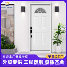美国市场热销钢质防盗门American steel glass door 工程门玻璃纤