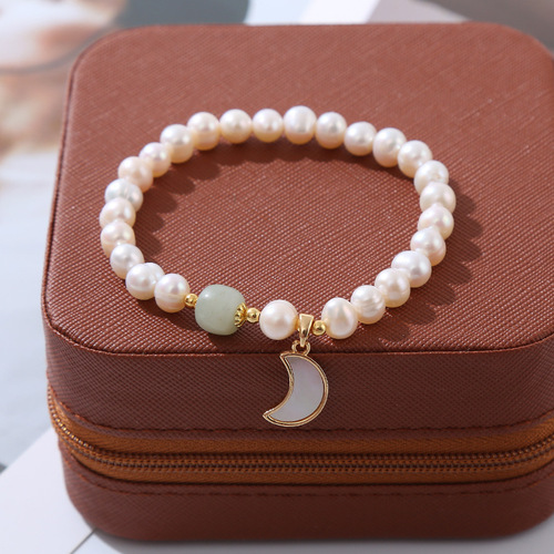 Natural Freshwater Pearl Necklace Korean Gentle Instagram Style Simple Jewelry Pearl Moon Girl Bracelet Wholesale