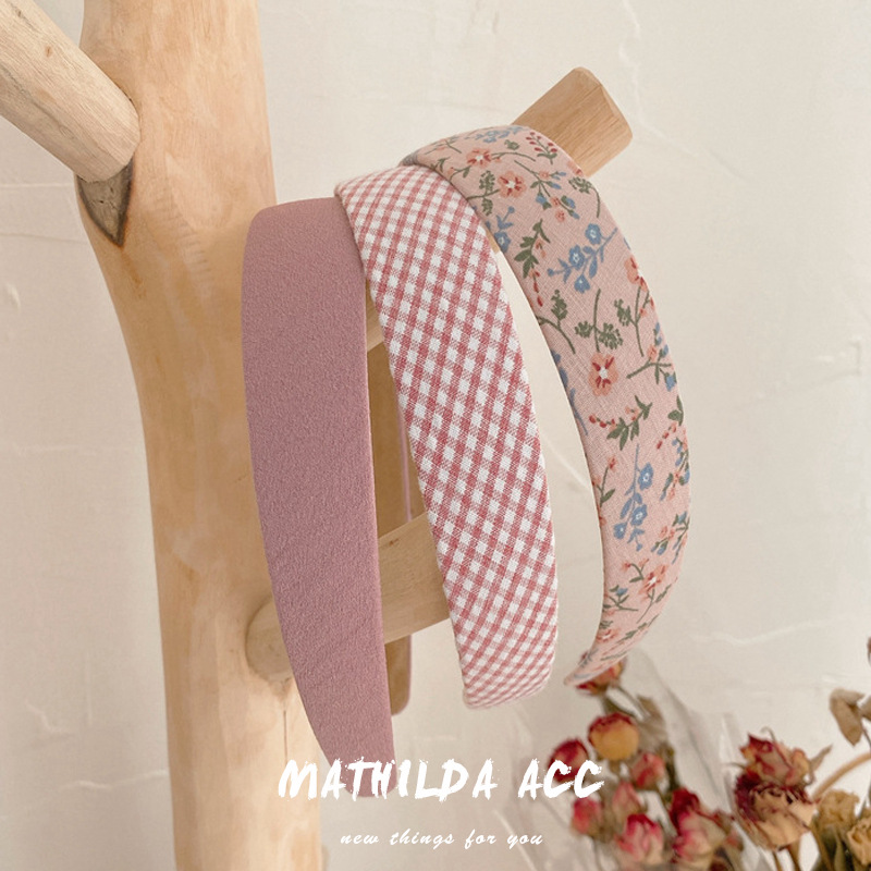 Fascia per capelli vintage con motivo scozzese a fiori, con bordo largo, versatile, con forcina per capelli, super fata Mori, accessori per capelli da donna, copricapo sudcoreano_voghion.com