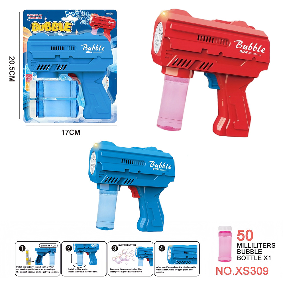 Máquina de burbujas transfronteriza de 10 hoyos, pistola de burbujas automática eléctrica de mano, luz, música, puesto de parque de juguetes para niños