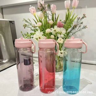 Lulul Same Style Back to Life Transparent Water Bottle Sports Anti-Fall Cold Water Kettle Fitness Plastic Cup