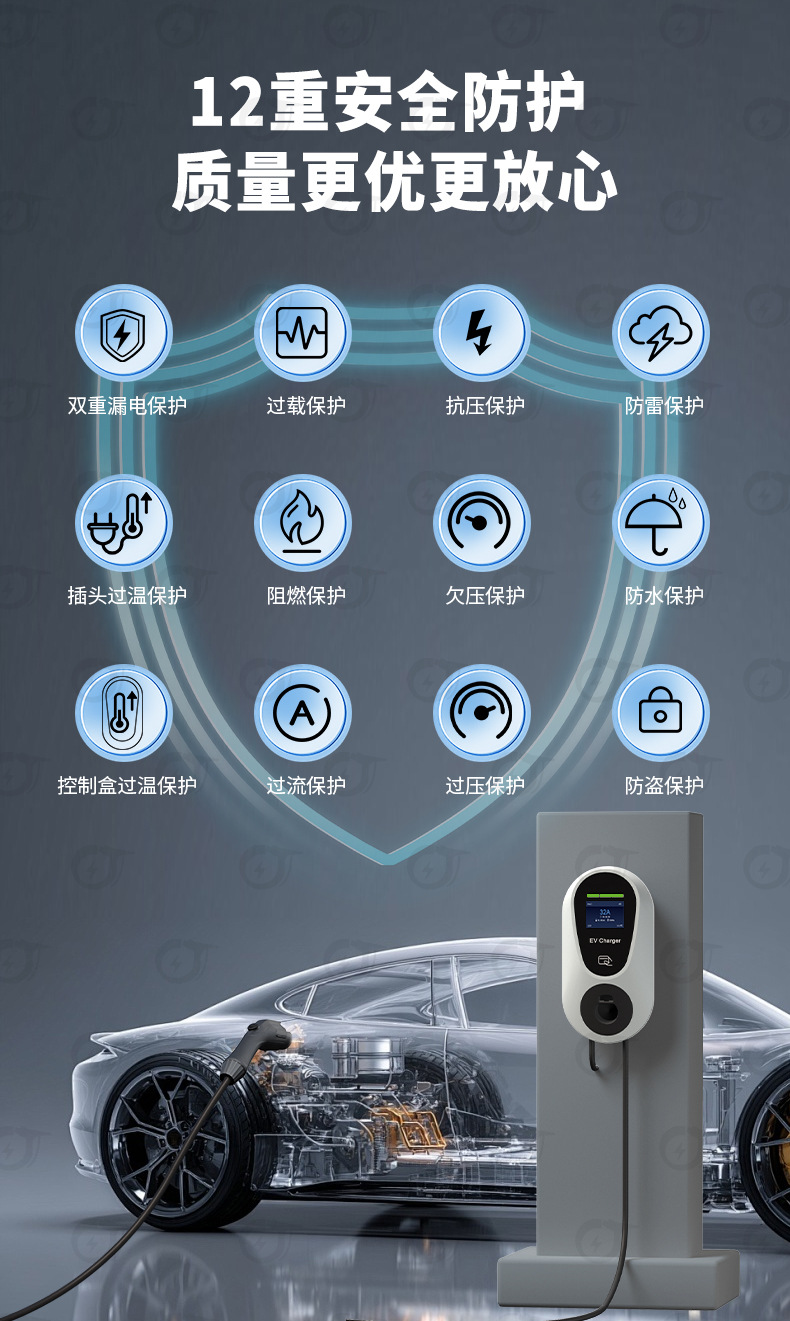 New National Standard Charging Pile for New Energy Electric Vehicles, Universal Ac 7Kw Charging Gun, Gbt Household Wall-Mounted Charging Pile