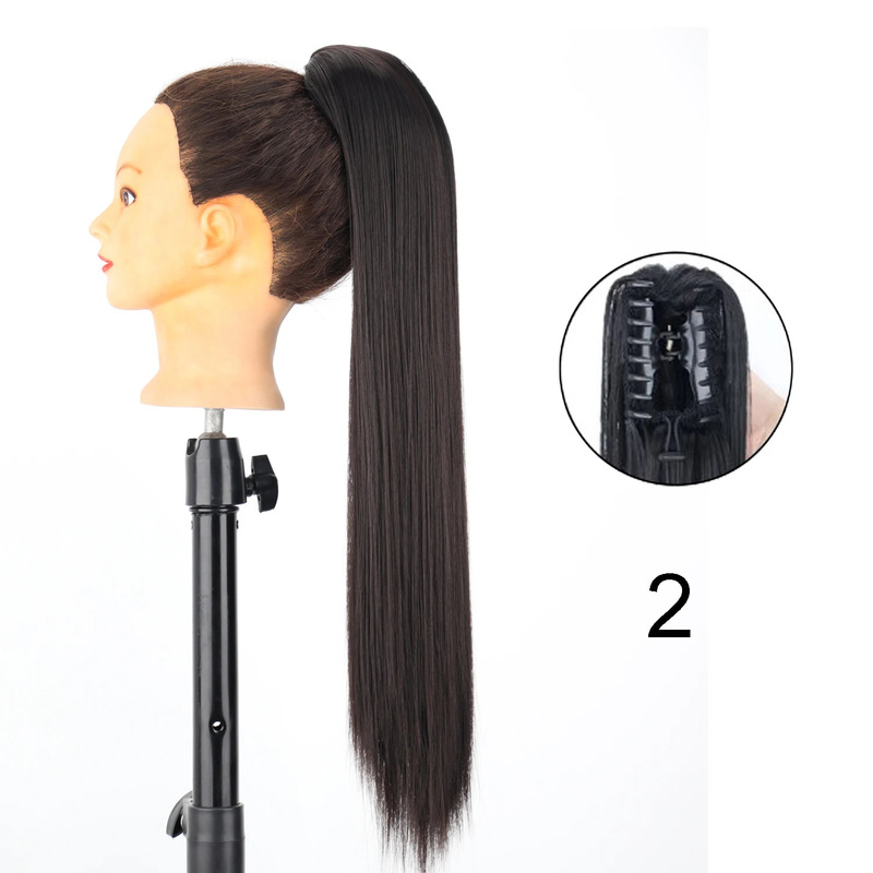 22inch 爪クリップストレートヘアポニーテール化学繊維かつら女性ロングストレートふわふわハイポニーテール|undefined