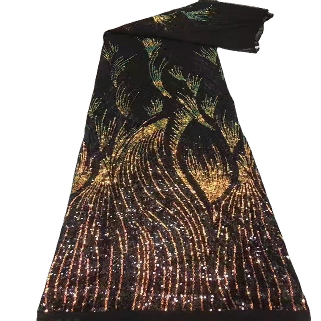 Tela de encaje nupcial bordado vestido de novia de comercio exterior europeo y americano tela de lentejuelas JX2030