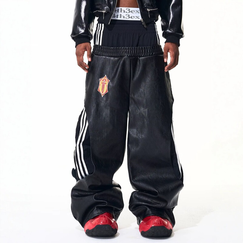 2026 Cross-Border Street Style Wide-Leg Pants for Men, New Spring Double-Waist Leather Pants, Subcultural Visual Men's Casual Trendy Pants 2026 Cross-Border Street Style Wide-Leg Pants for Men, New Spring Double-Waist Leather Pants, Subcultural Visual Men's Casual Trendy Pants