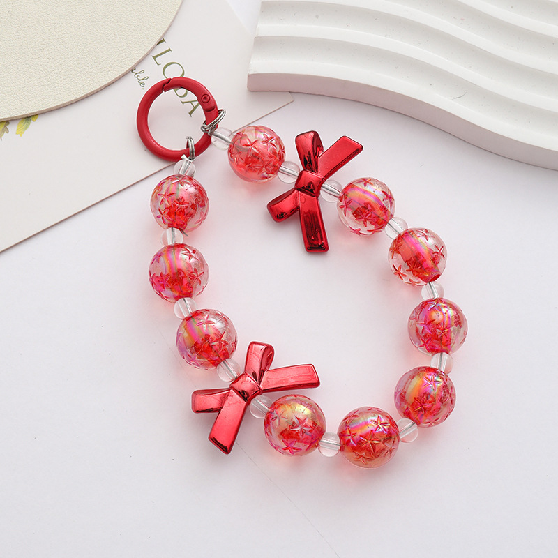 Japón y Corea del Sur color ins hecho a mano con cuentas flor llavero cordón de muñeca macaron color pétalo cordón de teléfono móvil en stock