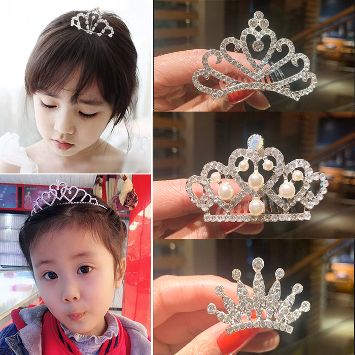 Children's Rhinestone Crown Cute Hairpin display picture 1