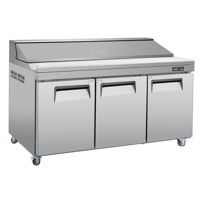 Congelador comercial ensalada pizza banco de trabajo refrigerado consola de mantenimiento fresco plataforma refrigerada por aire refrigerador mesa de nieve