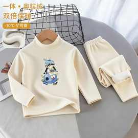 俏妮卡儿童保暖内衣套装宝宝加厚秋冬衣服女童秋衣秋裤加绒家居服