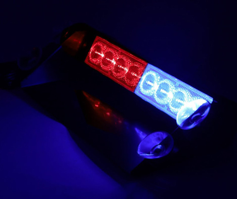 LED car warning light front windshield shovel light 8LED red and blue burst light white yellow in stock