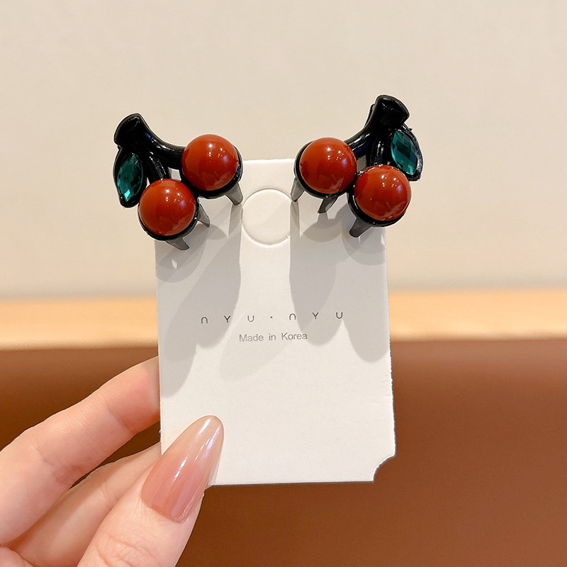 Hermosos clips de pelo de cereza, clips de agarre lateral femenino, clips de cabello de mitad de frente, clips de frangeo, clips de cabello de princesa, clips de tiburón