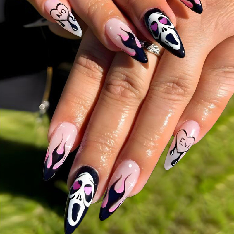 Explosions Wear Armor Halloween Tip Almond Nail Art suit European and American Activities Day Nail Decoration Cross-border