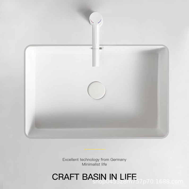 lavabo de cerámica de gran capacidad con base plana cuadrada debajo de la mesa lavabo de mano incrustado lavabo único lavabo de balcón lavabo para uso doméstico