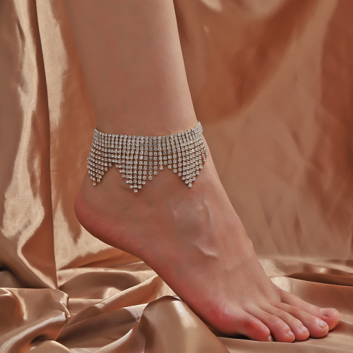 Cross-border new style tassel rhinestone anklet anklet European and American exaggerated sexy dance stage accessories multi-layer arm chain for women