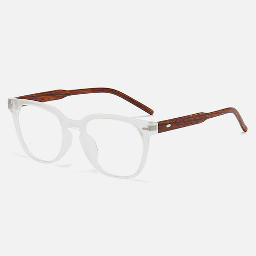 New TR90 spike round frame retro wood grain leg Xiaohongshu style anti-blue light glasses unisex trendy