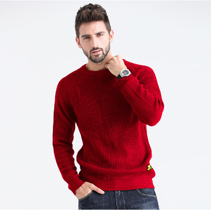 亚马逊圆领打底毛衣男青年2021秋冬新款外贸男装套头时尚针织衫男