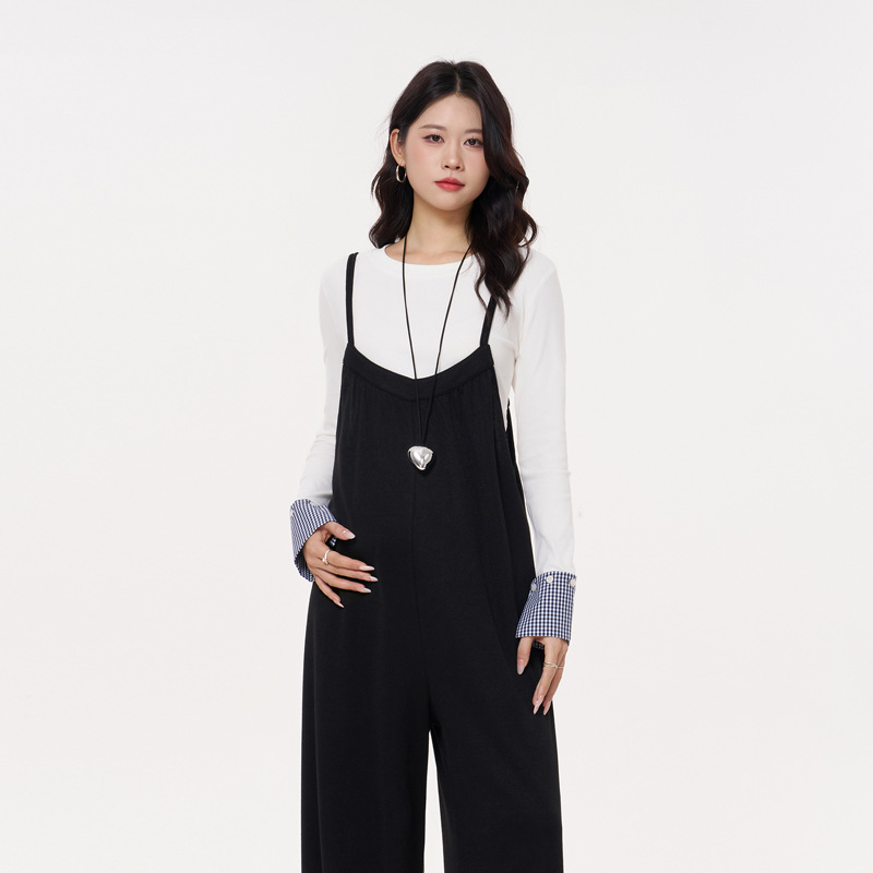 Masanon Maternity Pants for Spring 2026, Stylish Maternity Overalls, Petite Wide-Leg Pants