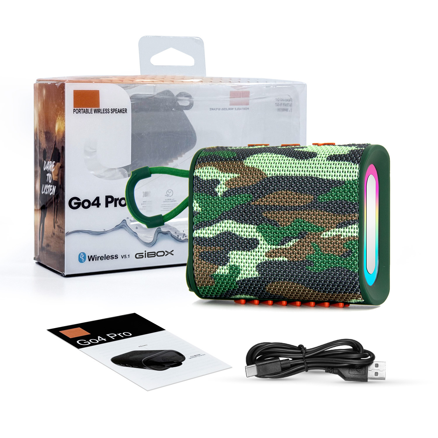 GO4 PRO nuevo altavoz Bluetooth para exteriores estilo explosivo bolso inalámbrico transfronterizo portátil portátil RGB pequeño altavoz