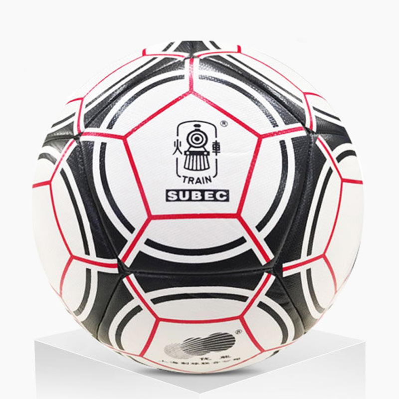 Футбольный мяч машинного шитья «Локомотив №5» ПУ (красный и черный)