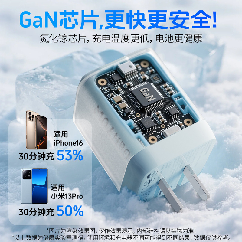 【新品】倍魔70W冰透氮化镓充电器快充头1C1A适用iPad苹果16华为|undefined
