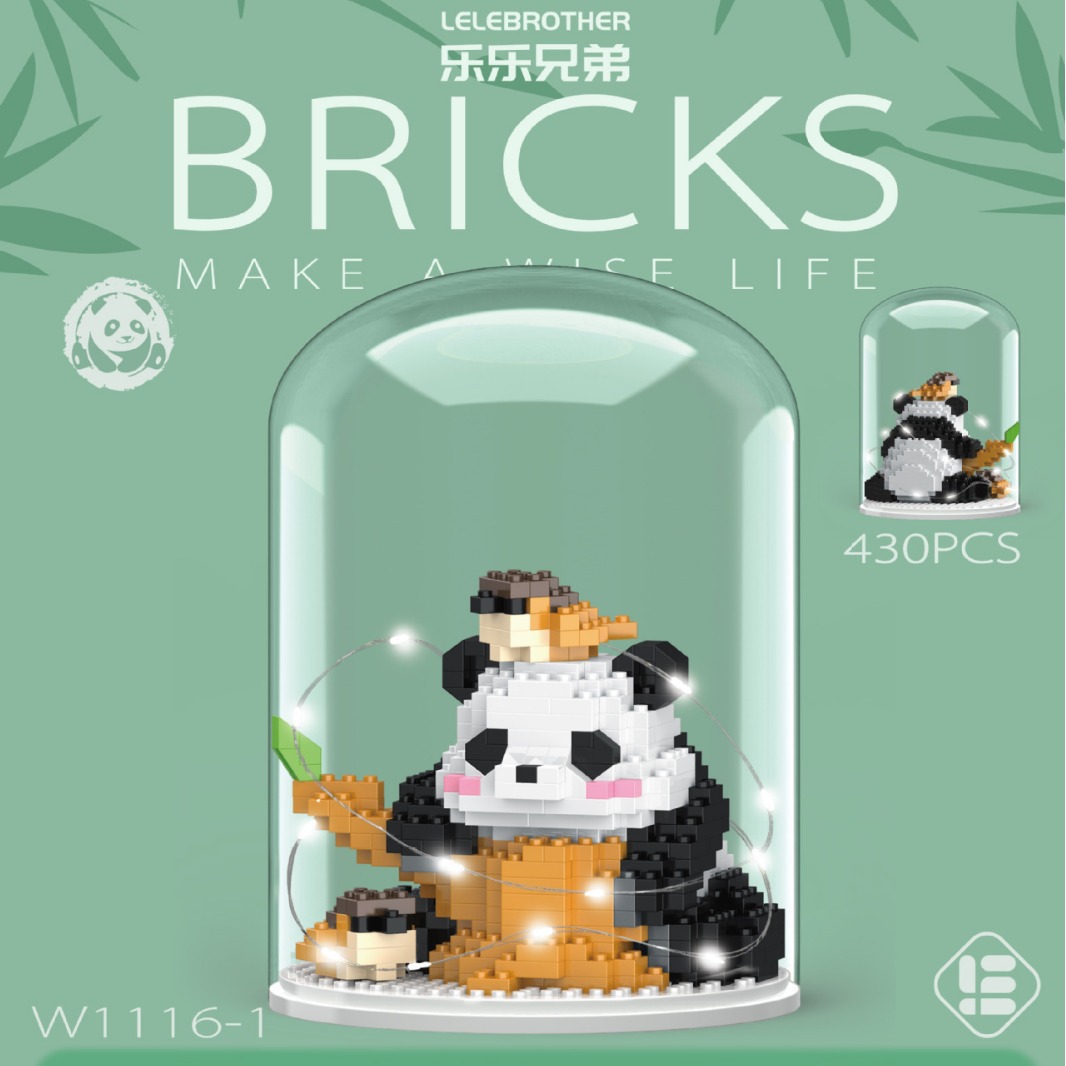 Compatible con Lego Panda flor lindo azul Fubao muñeca lindo modelo azul ensamblado bloques de construcción para niños regalo de juguete al por mayor