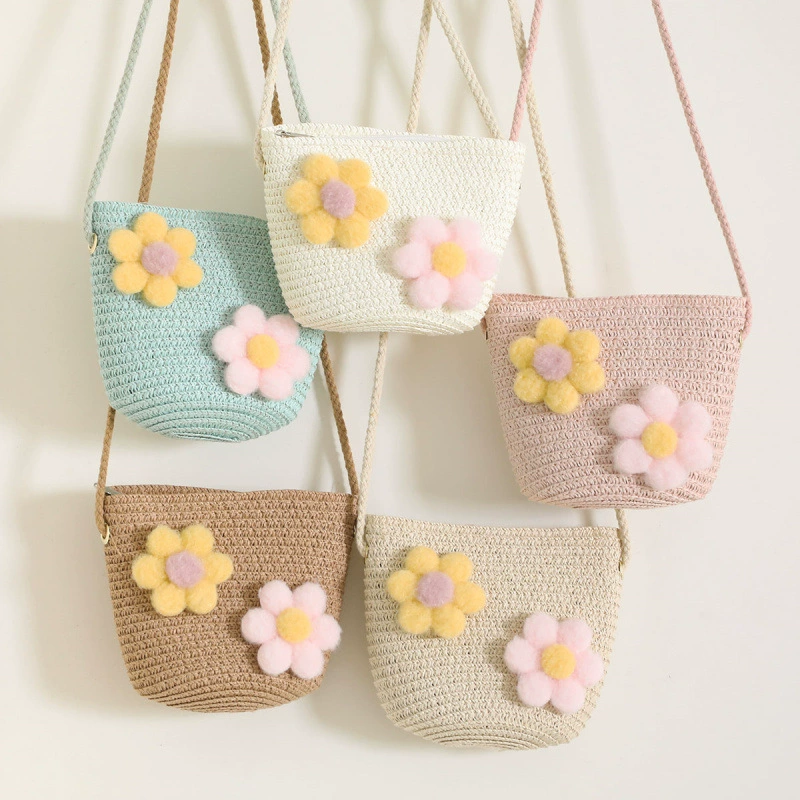 Соломенная летняя Новая легкая детская милая маленькая сумка через плечо, портмоне, Пляжная милая маленькая сумка, трансграничная доставка