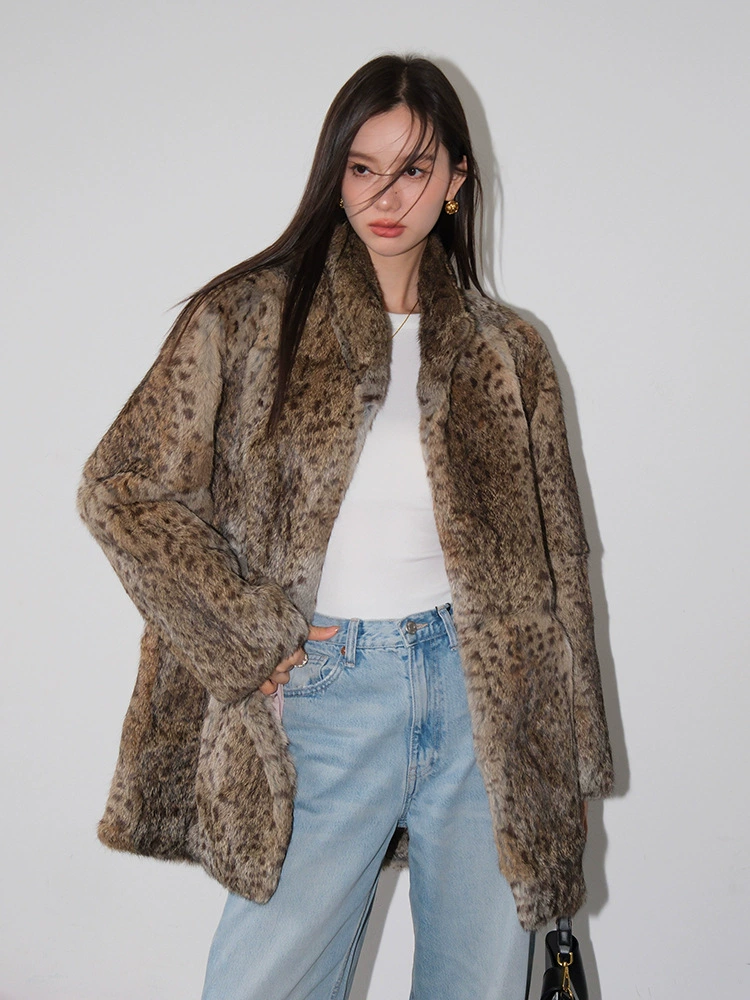 Love Leopard Leopard Old Money Middle Rabbit Pyreal Classic Leopard Mao Mao Mao middle long model