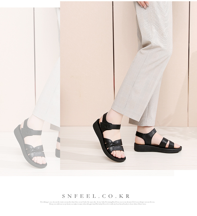Sandal nữ da bò thật đế bệt mềm êm chân cho người trung niên — màu đen chi tiết 13