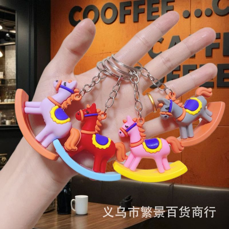 跨境马年钥匙扣喜庆福马公仔包包挂件pvc汽车钥匙链活动礼品批发|undefined