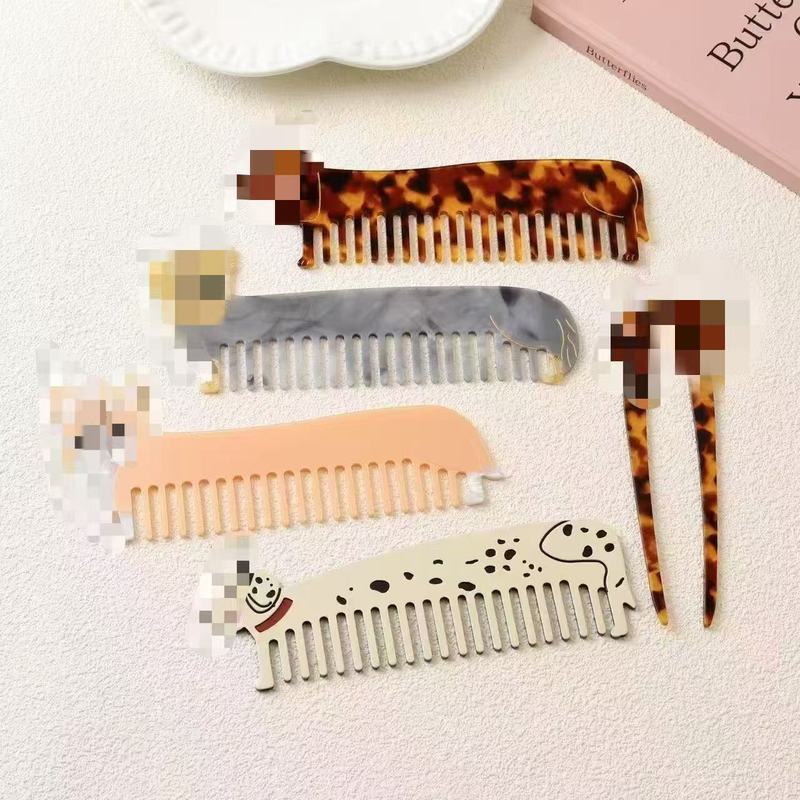 新しい子犬酢酸ヘアコームかわいいファッショナブルな帯電防止コームジャックダックスフント酢酸ヘアコーム|undefined