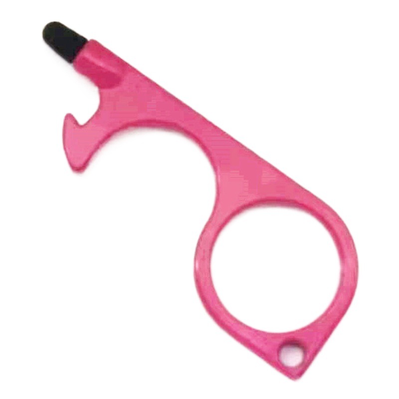 Factory direct multifunctional EDC door opener silicone head touch screen non-contact alloy keychain with bottle opener
