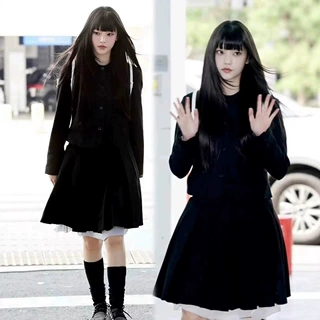 现H 姜海粼同款日系少女学院风套装ins娃娃领西装外套短裙coyse*o