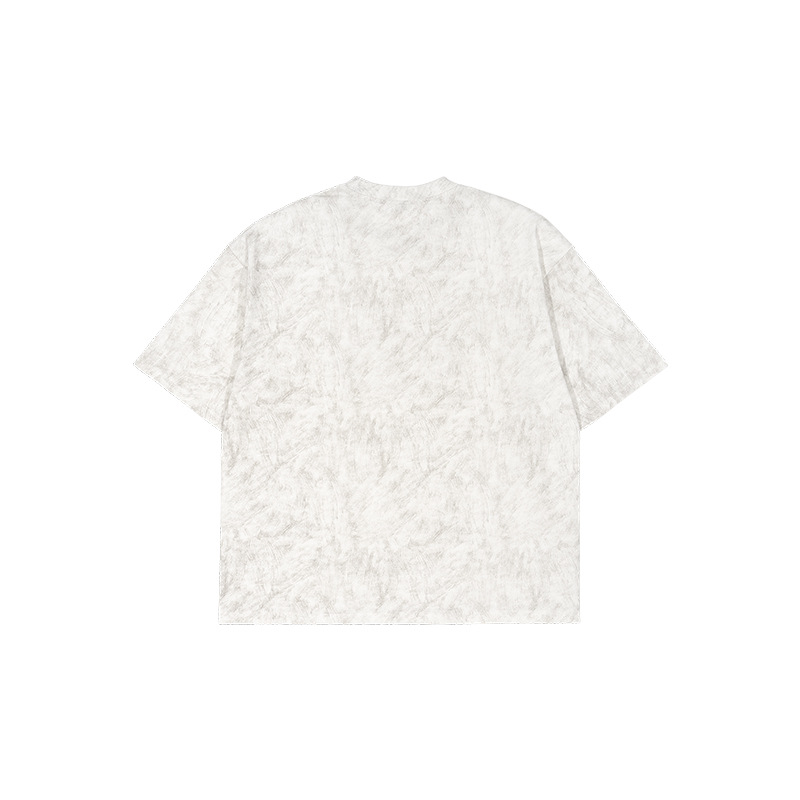ETAI Hombre| Retro de moda cera lavada camiseta de cuello redondo de alta calidad tipo suelto pesado algodón hombre mangas cortas