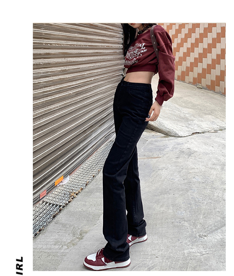 韩版复古高腰直筒牛仔裤女2024夏季新款弹力修身显瘦百搭烟管裤子详情13