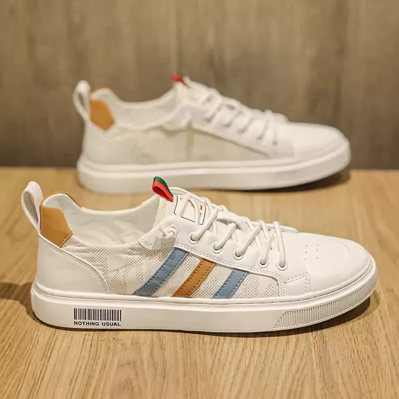Summer breathable footwear, men's cloth sneakers for leisure, sports universal white shoes