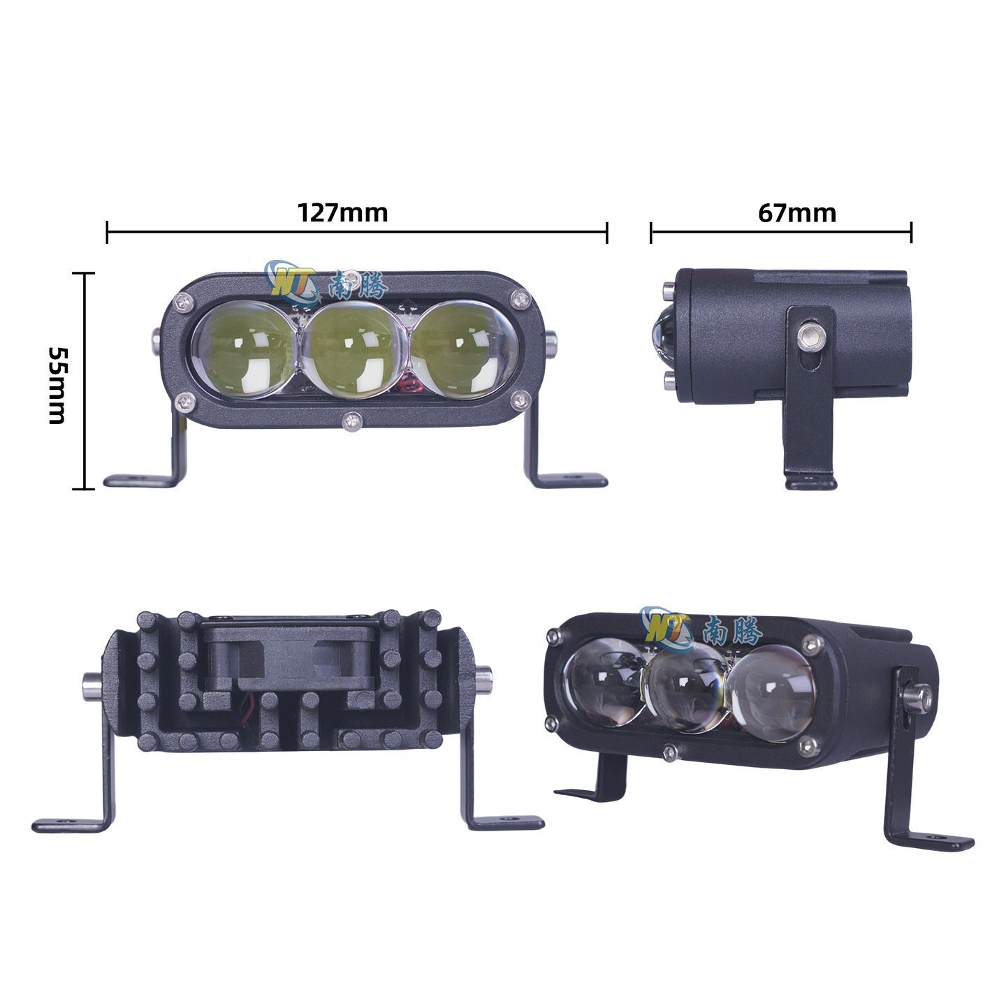LED de tres ojos amarillo blanco medio lámpara de malla carcasa de lámpara de automóvil carcasa de lámpara de motocicleta accesorios de aleación de aluminio de aluminio